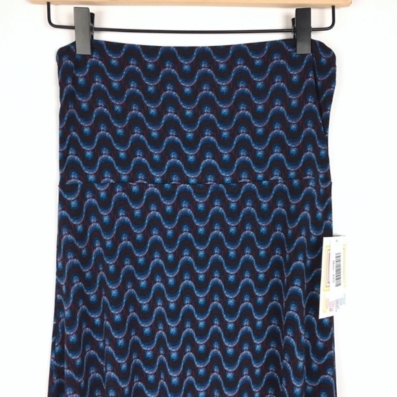 LULAROE Maxi Skirt Retro Mod Geo 60s 70s Disco Burgundy Blue Black Size XXS NWT - Picture 3 of 11